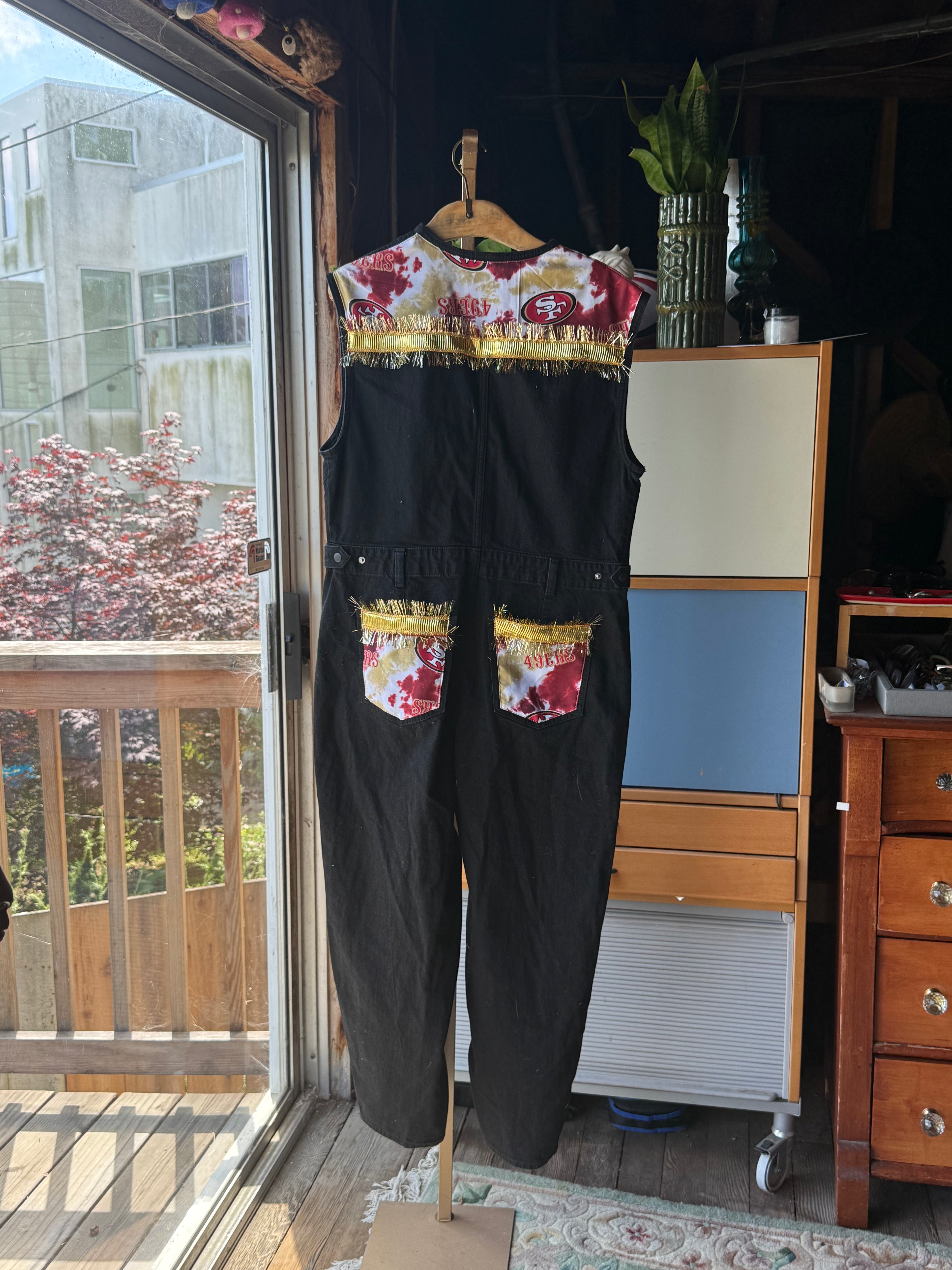 San Francisco 49ers, black denim sleeveless onesie