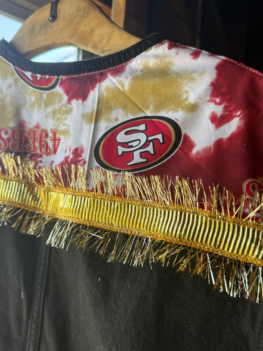 San Francisco 49ers, black denim sleeveless onesie
