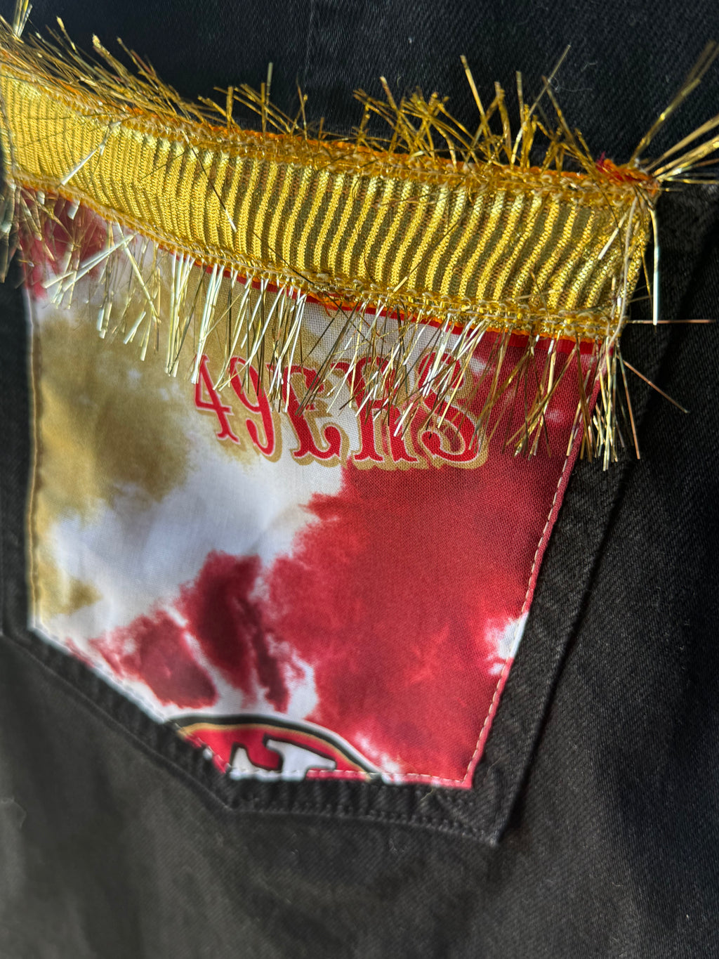 San Francisco 49ers, black denim sleeveless onesie