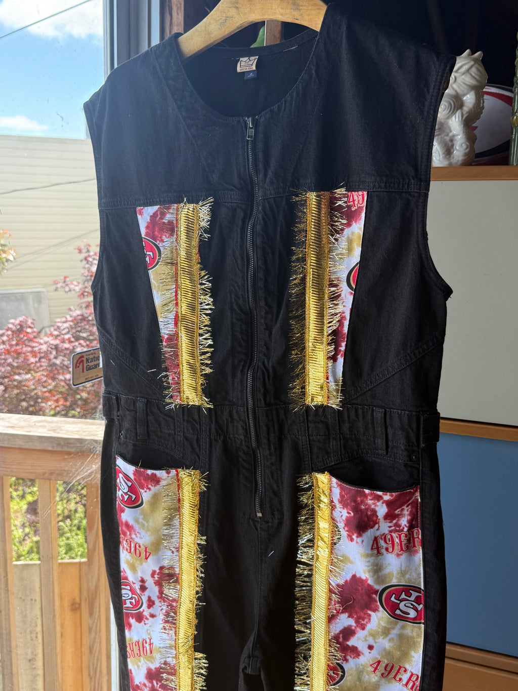 San Francisco 49ers, black denim sleeveless onesie