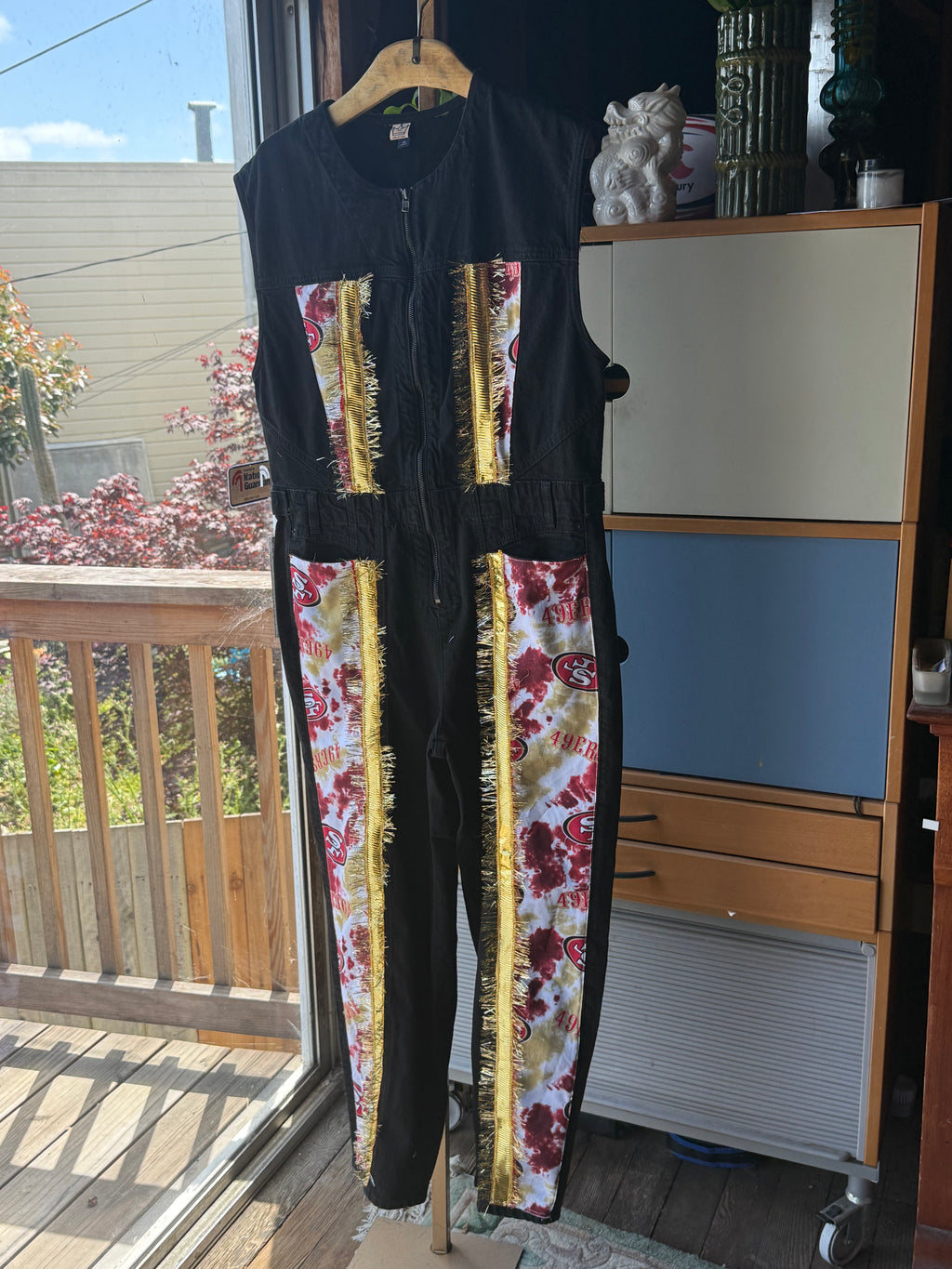 San Francisco 49ers, black denim sleeveless onesie