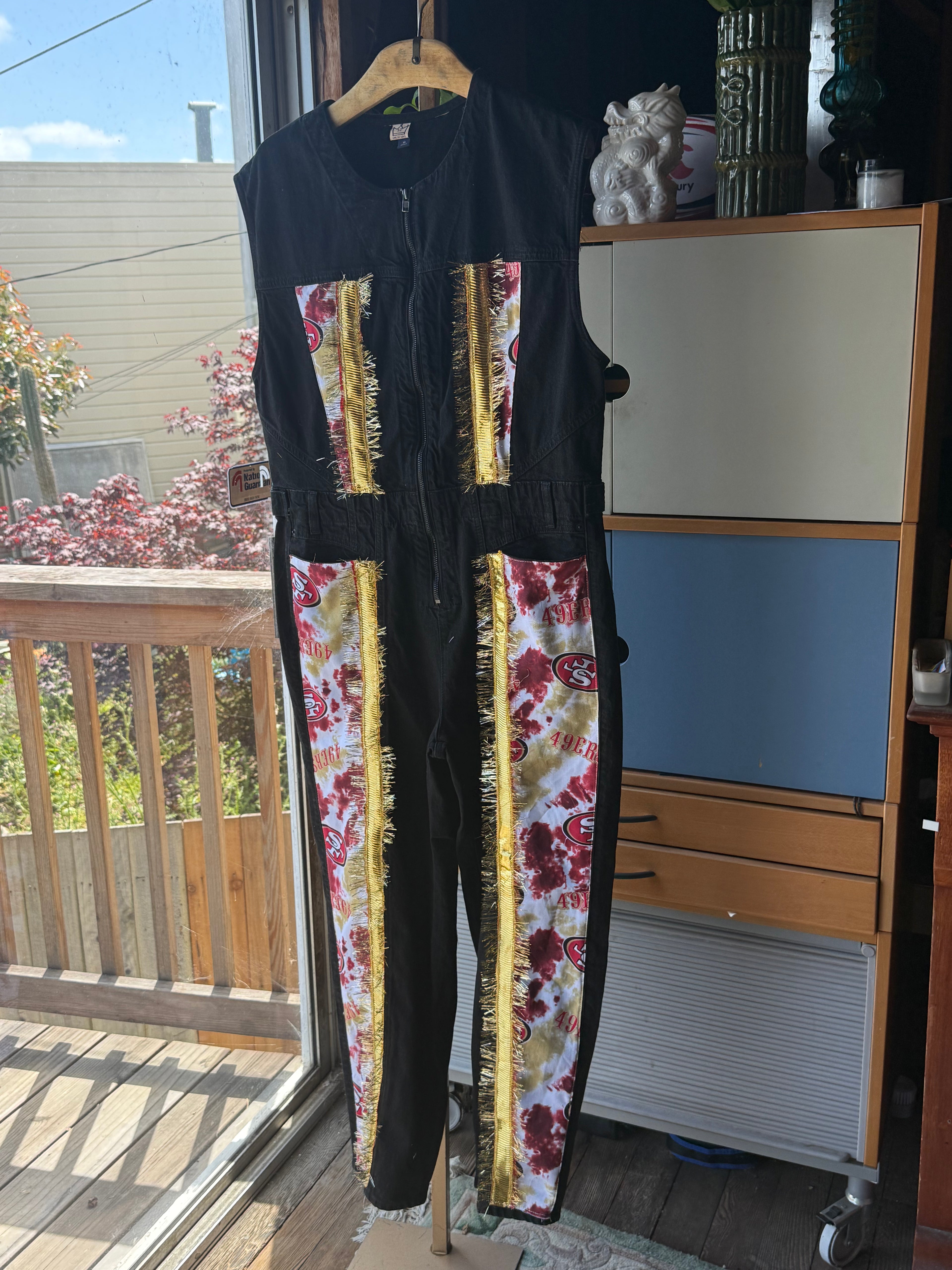 San Francisco 49ers, black denim sleeveless onesie