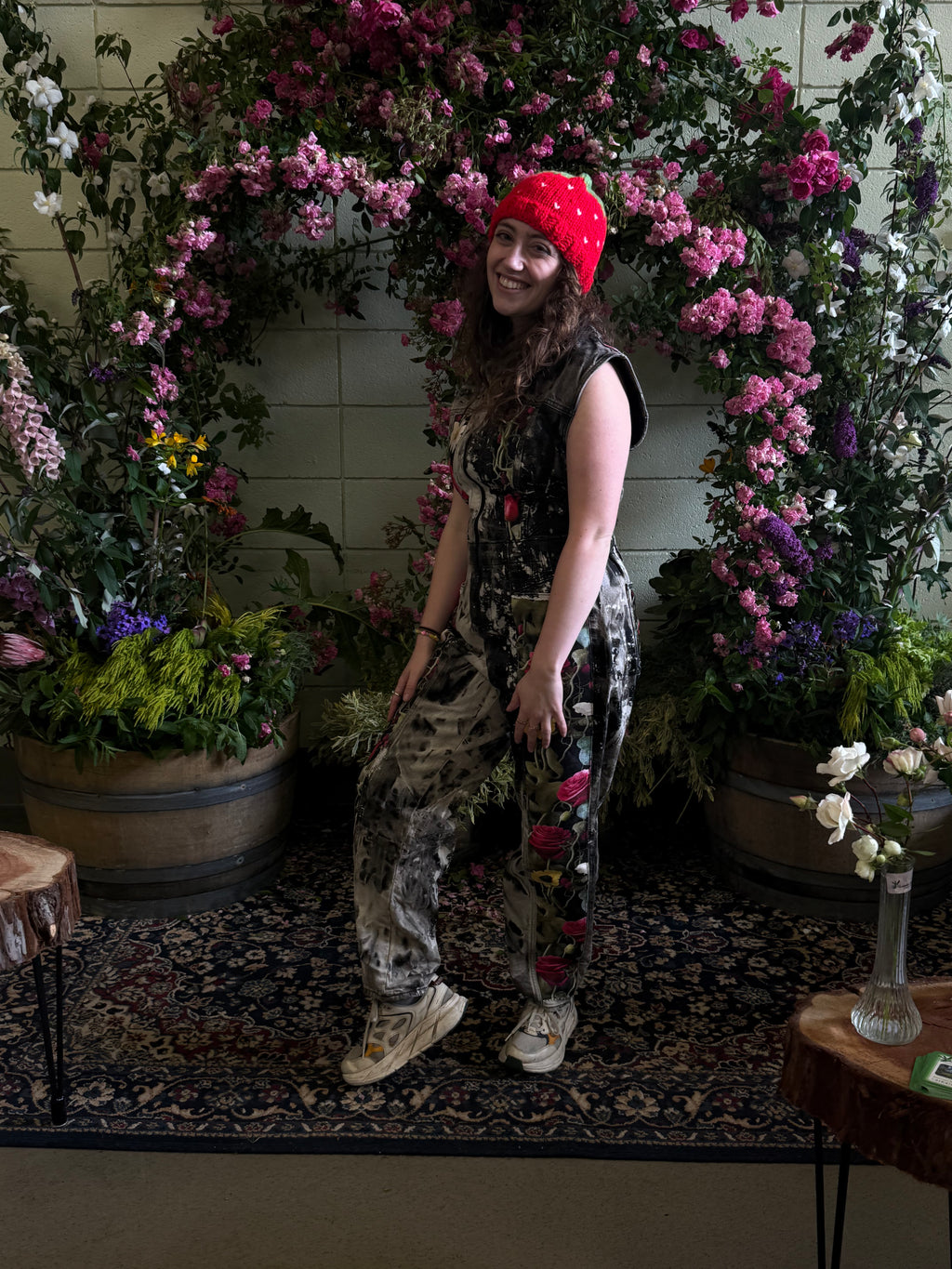 Denim and Silk floral Onesie groundbreaking