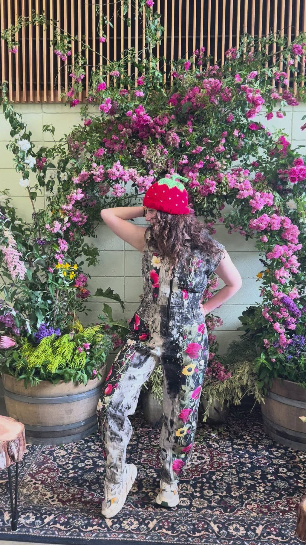 Denim and Silk floral Onesie groundbreaking