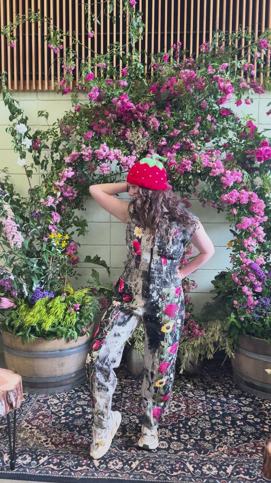 Denim and Silk floral Onesie groundbreaking